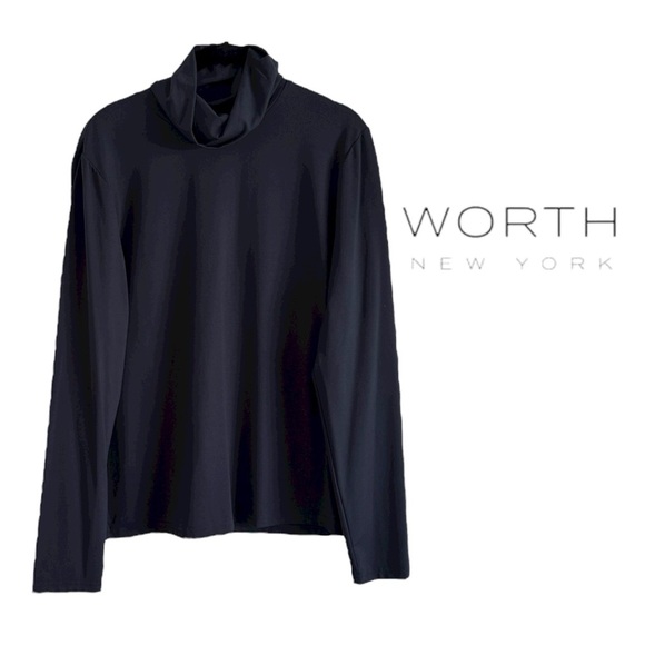 NWT Worth New York Navy Long Sleeve Turtleneck Tee SZ L - Picture 6 of 6
